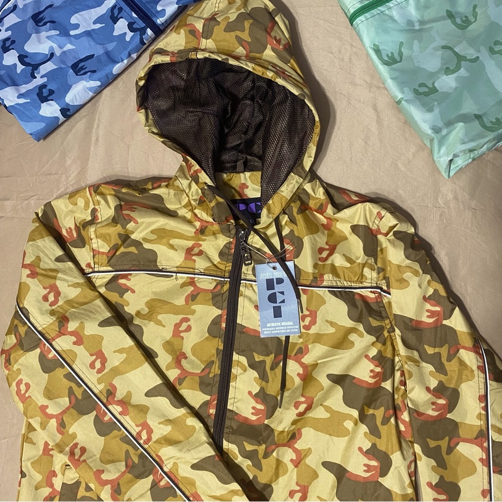 Womens Windbreaker, Large, camo Brown
